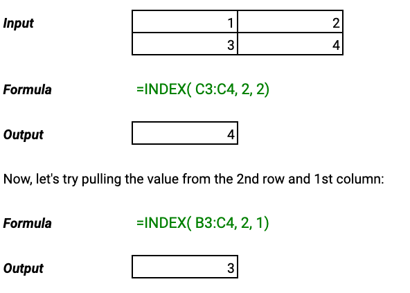 INDEX formula example